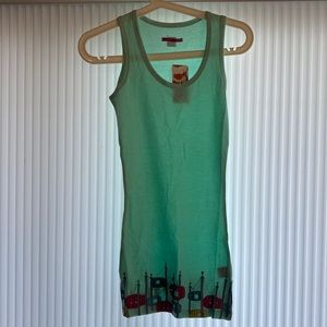 NWT ladies tank top mint colour with design